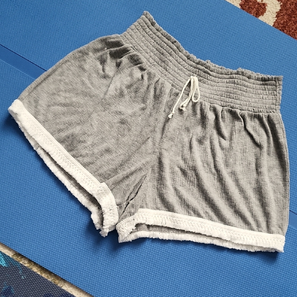 No Boundaries Juniors Casual Grey Shorts with White Trim
